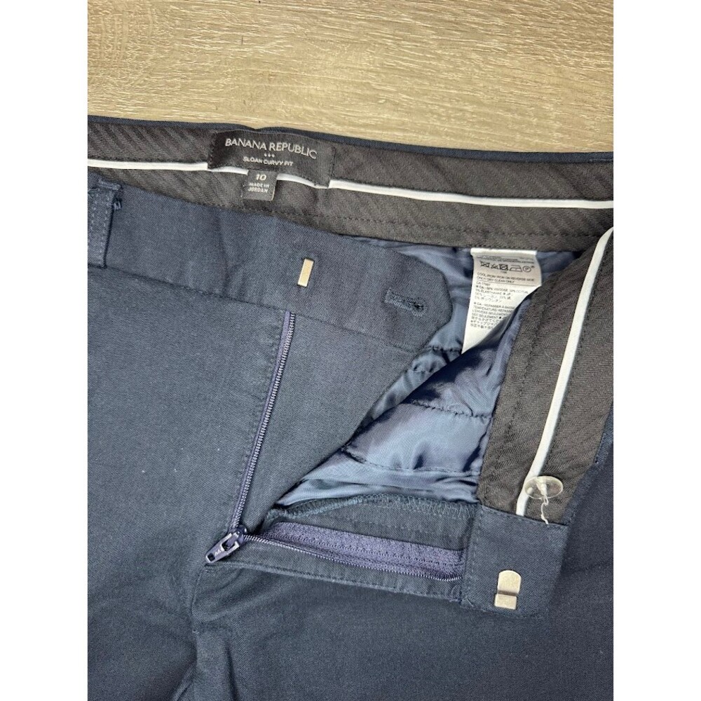 Banana Republic Sloan Curvy Fit Navy Ankle Pants Size 10 Tailored Work Career - Picture 2 of 8